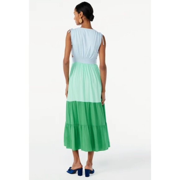 Scoop Women Color Block Cut-Out Tiered Sleeveless Maxi Dress Size M (8-10) - Picture 2 of 15